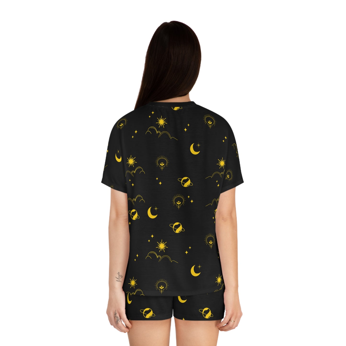 Short Pajama Set - Golden Dream in Space Design