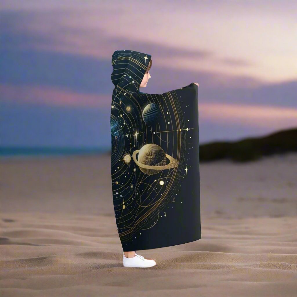 Hooded Blanket - Celestial Solar System Design