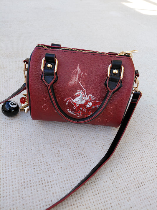 Classic Barrel-Shaped PU Leather Handbag