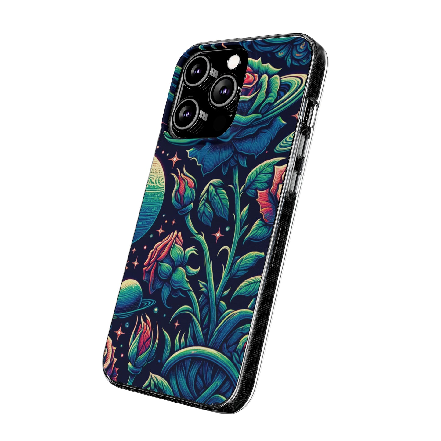 Space roses silicon phone case