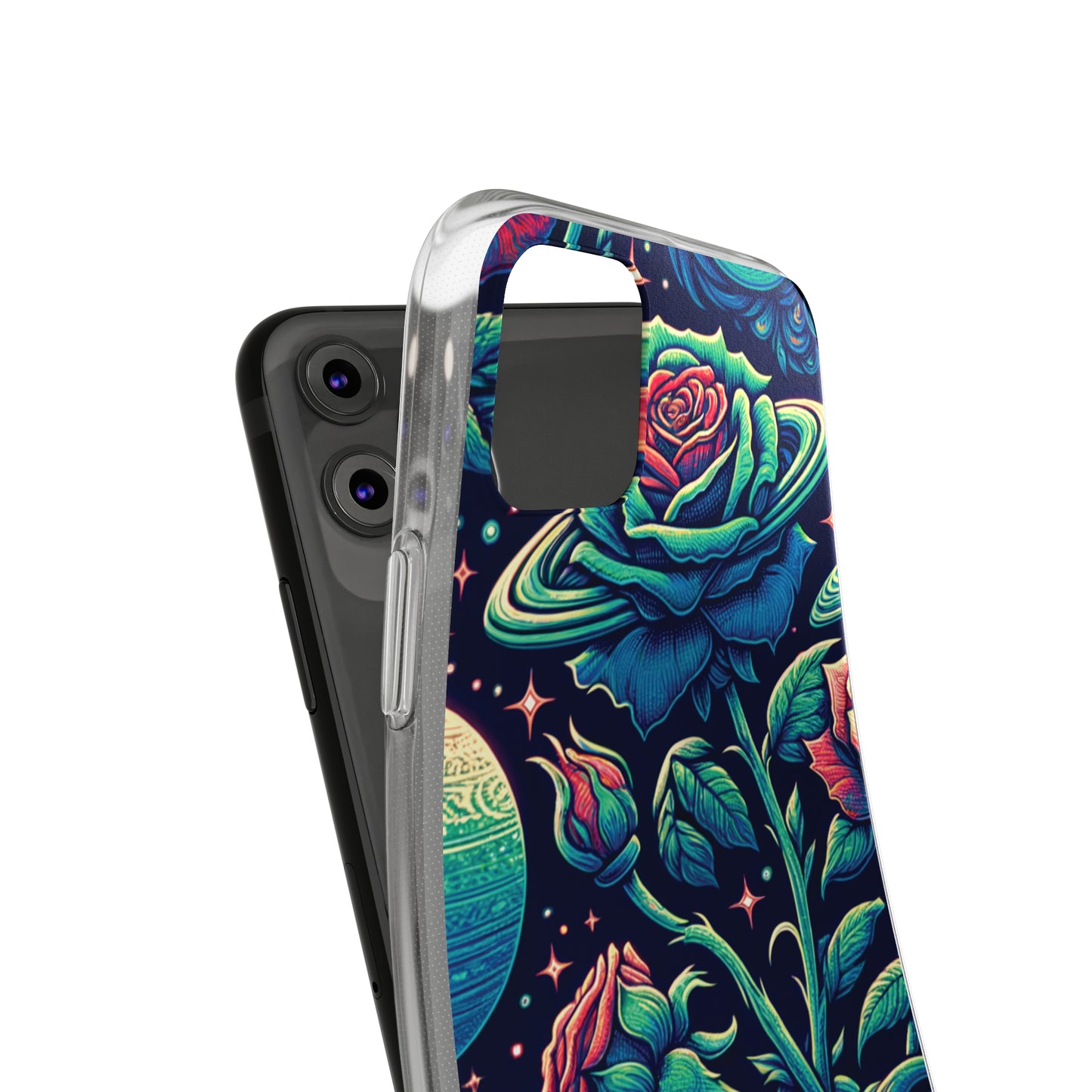 Space roses silicon phone case