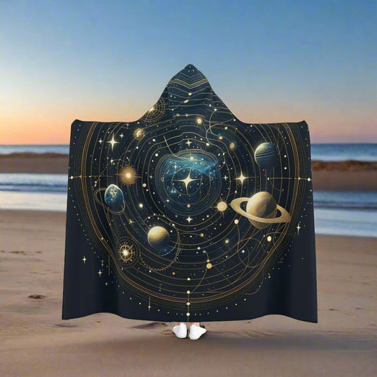 Hooded Blanket - Celestial Solar System Design