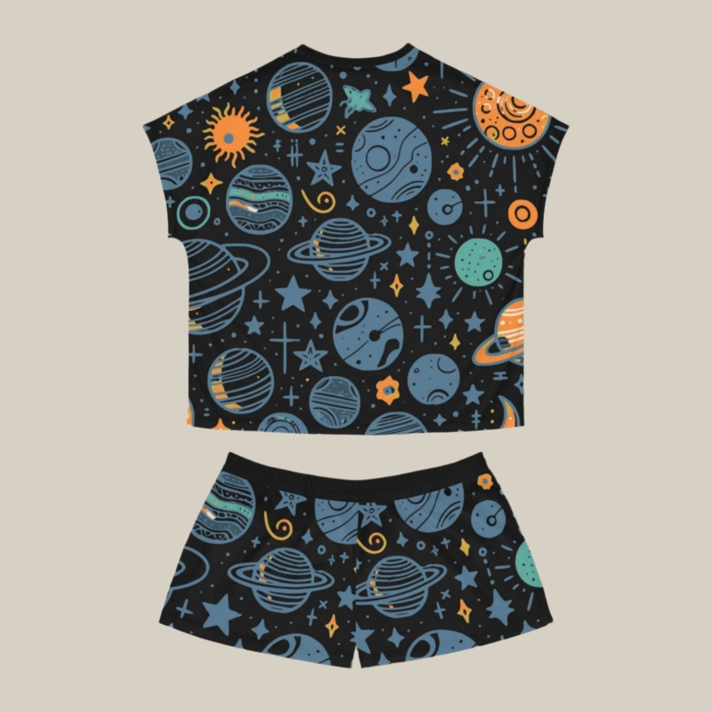 Pajama Set Space Pencil Draw Women's Short