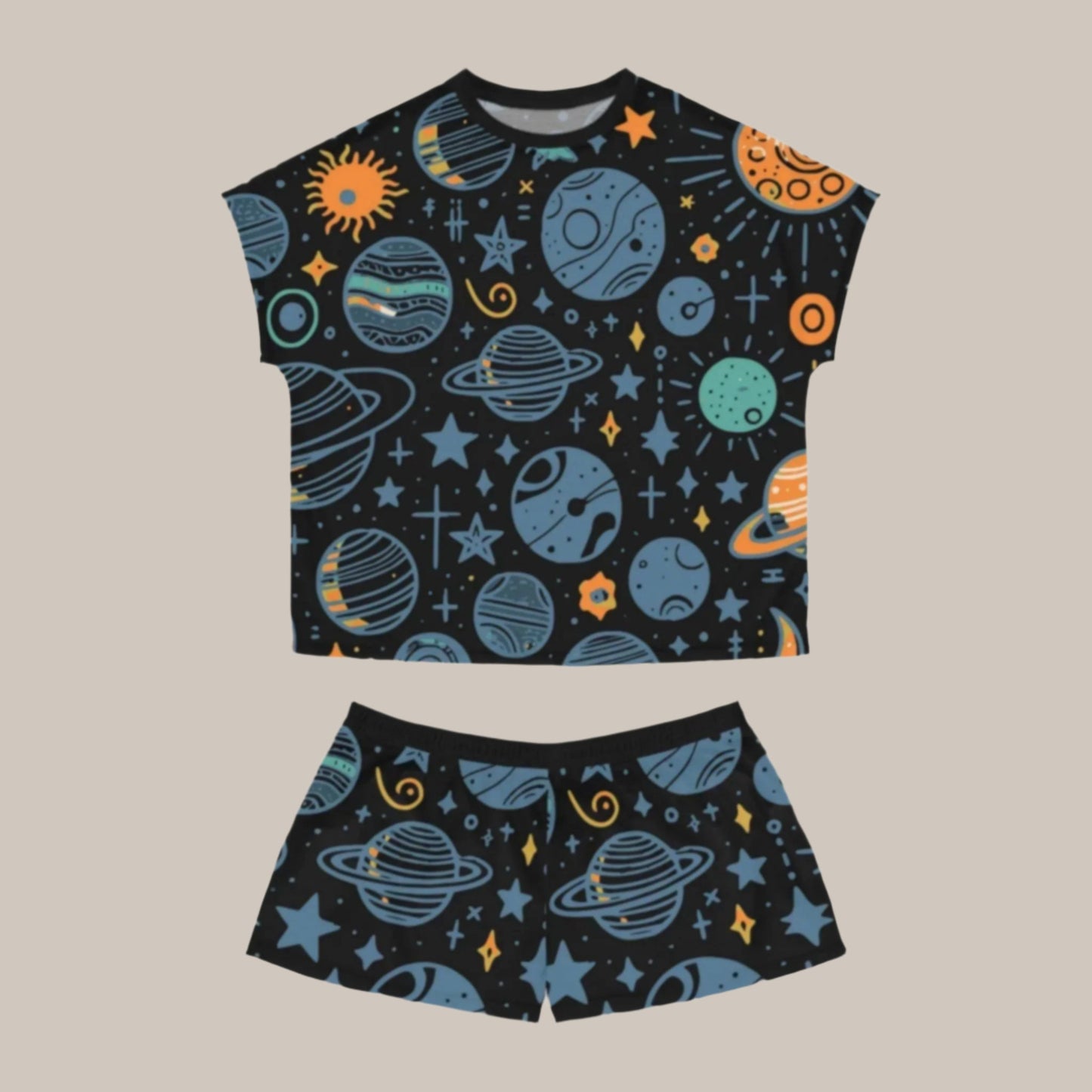 Pajama Set Space Pencil Draw Women's Short