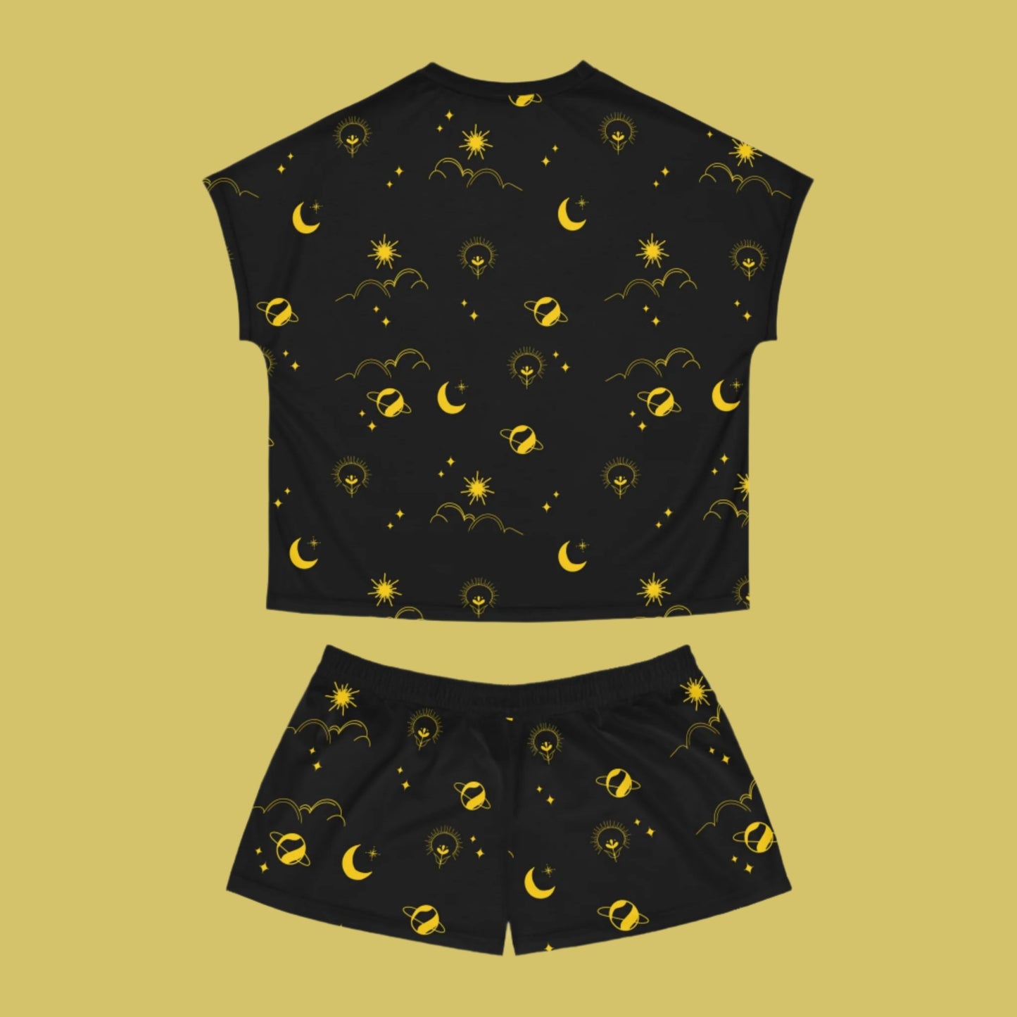 Short Pajama Set - Golden Dream in Space Design